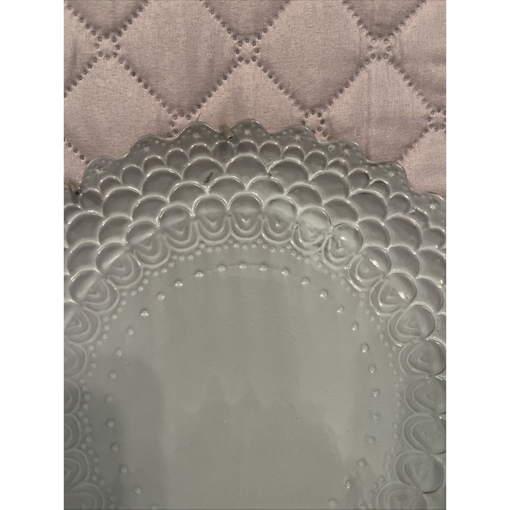 Anthropologie Scalloped Piecrust 8" Dessert Salad Plate 91813531 Grey Stoneware - Picture 2 of 4